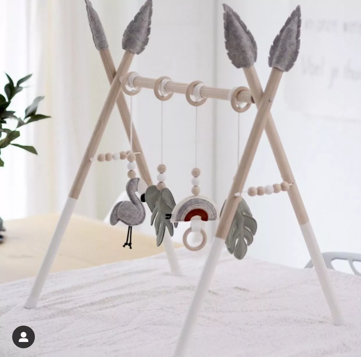 ?Nordic Wooden Baby Activity Gym Play Nursery Sensory Ring-pull Toy Fitness Frame Room Decor Clothes Rack Toy for Children